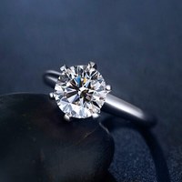 SEAZA 喜钻 经典6爪结婚/求婚钻石女戒 白18K金婚戒钻石戒指生日纪念日礼物告白示爱 pt950铂金70分IJ色