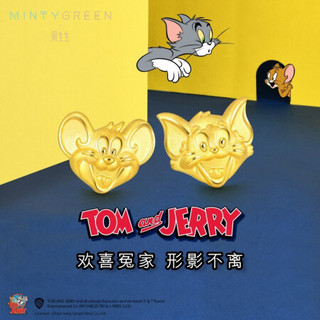 周生生足金Tom&Jerry 猫和老鼠黄金耳钉不对称耳饰女91544E 定价
