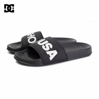 DC SHOES 春夏新款品牌LOGO黑白撞色一字情侣拖鞋 ADYL100043 黑夹色-BKW 40.5