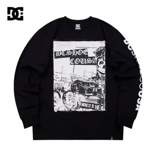 DC SHOES 20春季新款男士印花全棉长袖运动休闲T恤 GDYZT20102 黑色-KVJ0 S