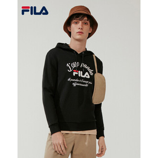 FILA 斐乐官方 男子卫衣 2020春季新品时尚简约ins潮连帽卫衣男 正黑色-BK 170/92A/M