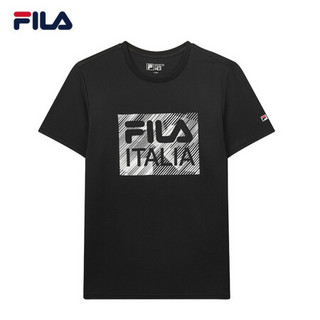 FILA 斐乐官方 男子短袖T恤2020夏季新款LOGO简约潮流时尚男子短T 正黑色-BK 185/104A/XXL