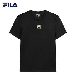 FILA 斐乐官方男子短袖T恤2020春款圆领时尚生活休闲服logo上衣男 正黑色-BK 185/104A/XXL