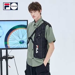 FILA FUSION 斐乐 男子短袖衬衫 2020夏季新款潮流百搭短袖衬衫 石磨绿-GN（宽松版型，建议拍小一码） 170/92A/M