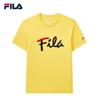 FILA 斐乐官方短袖T恤男情侣女T恤圆领休闲运动LOGO字母纯棉男女上衣 黄色（男）-YE（F61M028104F） M