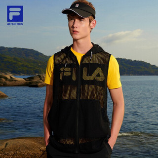 FILA ATHLETICS斐乐男子短袖马甲2020新款舒适透气专业运动上衣 深黑-BK 180/100A/XL