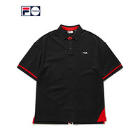 FILA FUSION 斐乐男子短袖POLO 2020夏季新款时尚潮流短POLO男 深黑-BK 180/100A/XL