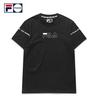 FILA FUSION 斐乐 女子短袖T恤 2020夏季新款潮流百搭慵懒风T恤女 深黑-BK 165/84A/M