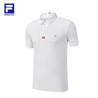 FILA ATHLETICS 斐乐男子短袖POLO2020新款简约商务条纹男POLO 玉石白-WT 175/96A/L