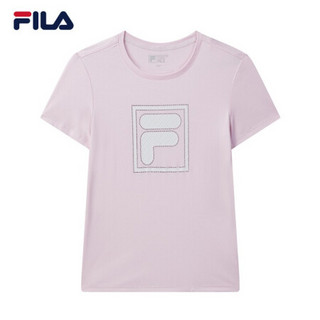 FILA 斐乐官方短袖T恤女子 2020夏季新款简约运动休闲镶钻半袖衫 浅芯粉-LP 170/88A/L