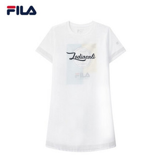 FILA（斐乐）官方女子连衣裙2020夏季新款时尚运动针织双层连衣裙女裙 标准白-WT 160/80A/S