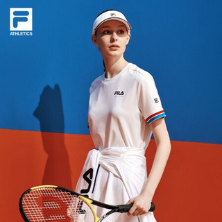 FILA ATHLETICS 斐乐 女子短袖T恤 2020夏季新款专业网球运动衫潮 玉石白-WT 175/92A/XL