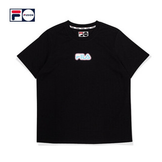 FILA FUSION 斐乐女子短袖T恤2020夏季新款印花潮牌棉质半袖服 深黑-BK 165/84A/M