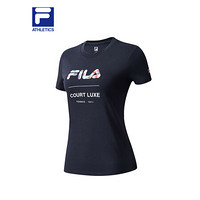 FILA ATHLETICS 斐乐 女子短袖T恤 2020夏秋新款运动训练网球服女 RD宝蓝-NV 160/80A/S