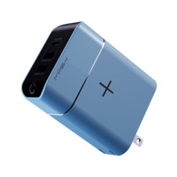 MIPOW麦泡 无线有线充电器+充电宝三合一便携移动电源小巧便携超薄5000毫安适用苹果安卓机型墙充 海水蓝