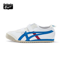 Onitsuka Tiger鬼塚虎休闲鞋中童鞋男女经典小白鞋搭扣MEXICO 66 白色/蓝色 31.5