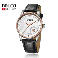 瑞士拜戈(BALCO)原装进口手表日历皮带石英男表3414 玫瑰金色1140Q3414