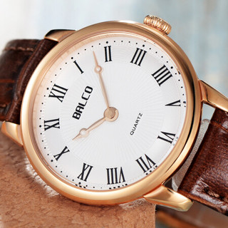 Balco 拜戈 Swiss Made 瑞士拜戈（BALCO）原装进口手表简约复古皮带情侣休闲女表3335 银色1110Q3335