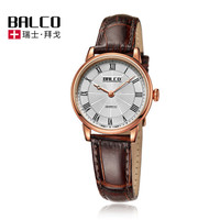 Swiss Made 瑞士拜戈（BALCO）原装进口手表简约复古皮带情侣休闲女表3335 玫瑰金1140Q3335
