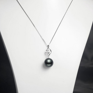 京润 玫瑰G18K金镶黑珍珠海水珍珠吊坠  黑色珍珠 11.5-12mm 级别AAA 高约2.9cm