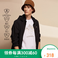 诺诗兰2020春夏新款户外男士UPF50+防晒衣 速干防泼水弹力外套 GL095X17 纯黑色-男GL095X17 175