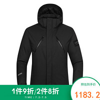 诺诗兰秋冬潮流男款时尚户外连帽防寒保暖羽绒服 GD085595 纯黑色 170