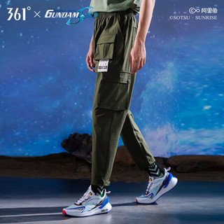 361度高达联名运动裤男2020年夏新款潮流时尚舒适休闲薄款宽松透气运动裤  N 灰岩绿 M