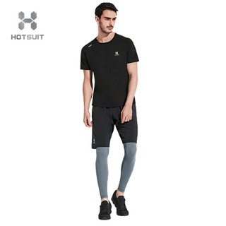 HOTSUIT后秀 塑形系列 夏季新款运动T恤男 跑步健身休闲上衣 矿物黑 2XL