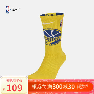 NBA-Nike 勇士队 男子运动干爽舒适中长款篮球袜子 SK0167-728 图片色 M