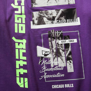 NBA STYLE潮流服饰 公牛队 男女款运动休闲字母印花半袖T恤 图片色 S