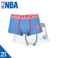 NBA 运动内裤 男士棉短裤 平角裤 2条装 透气吸汗 短裤蓝/白 图片色 M