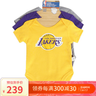 NBA童装 湖人队 共用款 新生儿3件套 套装爬服 爬行服 图片色 6/9M