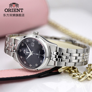 东方双狮(ORIENT)女表 全自动机械表简约时尚休闲日历防水女士手表 情侣手表 SNR1Q009B0/钢带黑盘