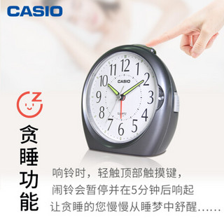 卡西欧（CASIO）闹钟  TQ-378 简约卧室床头儿童静音闹钟 石英钟表 TQ-378-8PF