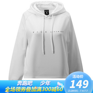 KELME/卡尔美 19新春秋套头宽松韩版连帽长袖薄款带帽短卫衣女潮36912009 白色 XL/170