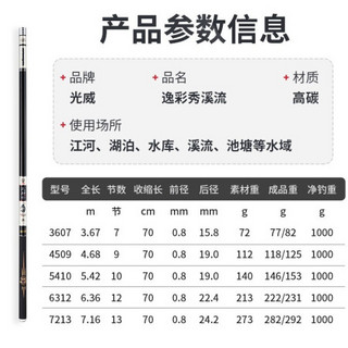 2020新款 逸彩秀 光威上州屋溪流竿碳素超轻超硬28调短节手竿收缩长70CM钓鱼竿钓联官方店6.3米+礼包