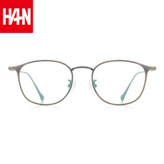 汉（HAN）近视眼镜框架男女款 纯钛防蓝光辐射护目镜 42072 哑枪 配依视路1.56钻晶A+镜片(0-600度)