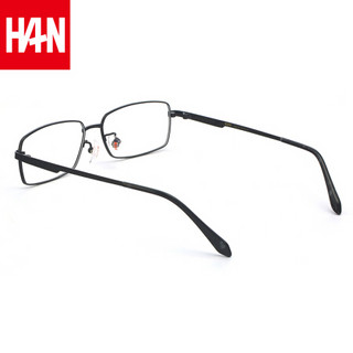 HAN 汉 近视眼镜 钛镜架板材脚套成品 男简约舒适商务款光学配镜款 49382 经典黑色 眼镜架