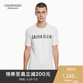 CK PERFORMANCE 经典款 男士Logo圆领休闲运动短袖T恤4MF8K160 100-白色 XL