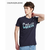 CK JEANS 2020春夏款男装 撞色LOGO圆领短袖T恤J315048 CHW-藏青色 XXL