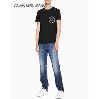 CK JEANS   春夏  男士休闲简约圆领短袖T恤 J311209 099-黑色 L