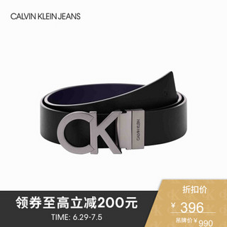 CK JEANS   男士简约时尚潮流皮带腰带 HC0550D9900 002-黑色/蓝色 85cm