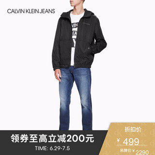 CK JEANS 经典款 男士Logo印花连帽单夹克外套 J312257 099-黑色 L