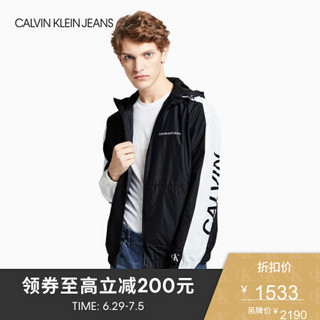 CK JEANS 2020春夏款男装 撞色Logo拼接大身时尚单夹克 J314239 BAE-黑色 L
