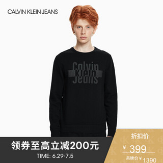 CK JEANS经典款  男士Logo印花套头圆领长袖卫衣 4AOKSE6 099-黑色 M