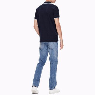 CK JEANS 经典款 男士Logo休闲商务短袖Polo衫T恤 4AOKSX4 402-藏青色 S