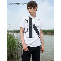 CK JEANS 2020春夏款男装 翻领纯棉Polo衫T恤J315841 YAF-白色 M