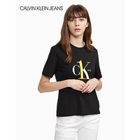 CK JEANS 2020春夏款女装 纯棉圆领短袖T恤J214403 BAE-黑色 XS