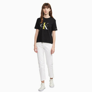 CK JEANS 2020春夏款女装 纯棉圆领短袖T恤J214403 BAE-黑色 XS