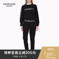 CK UNDERWEAR经典款  女士Logo撞色条饰侧边针织家居裤 QS6188 001-黑色 XS